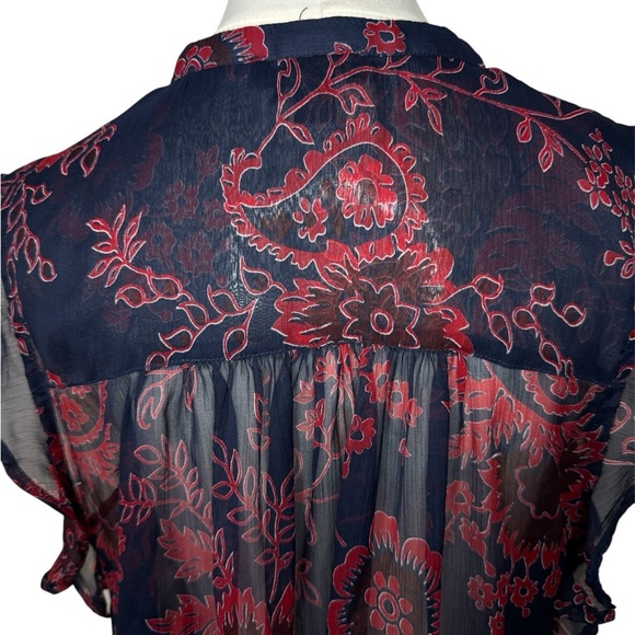 Lucky Brand Navy and Red Floral Blouse - Picture 7 of 8